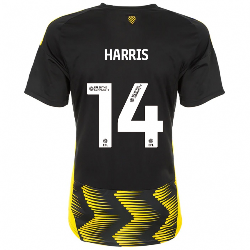 גברים קאדים האריס #14 שחור צהוב הרחק ג'רזי 2025/26 חולצה קצרה