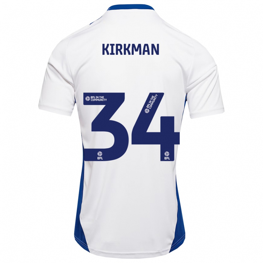 גברים בילי קירקמן #34 לבן כחול הרחק ג'רזי 2025/26 חולצה קצרה