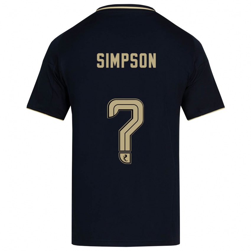 גברים Theo Simpson #0 כחול נייבי זהב הרחק ג'רזי 2025/26 חולצה קצרה