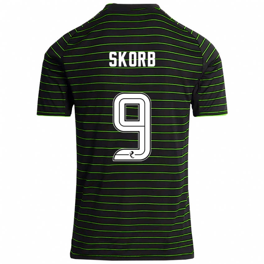 גברים Filip Skorb #9 שחור ירוק הרחק ג'רזי 2025/26 חולצה קצרה