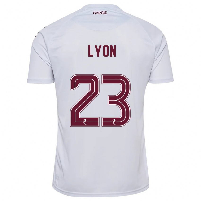 גברים Jack Lyon #23 לבן בורדו הרחק ג'רזי 2025/26 חולצה קצרה