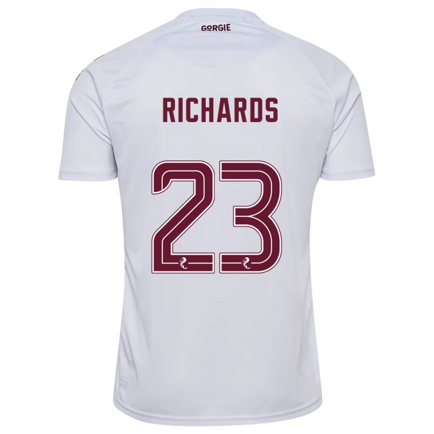 גברים Jackie Richards #23 לבן בורדו הרחק ג'רזי 2025/26 חולצה קצרה