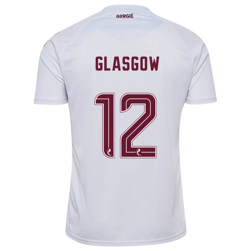 גברים Euan Glasgow #12 לבן בורדו הרחק ג'רזי 2025/26 חולצה קצרה