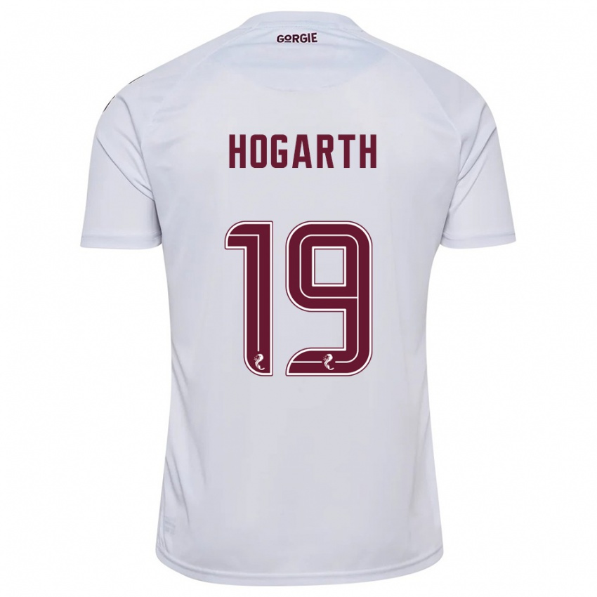 גברים Taylor Hogarth #19 לבן בורדו הרחק ג'רזי 2025/26 חולצה קצרה