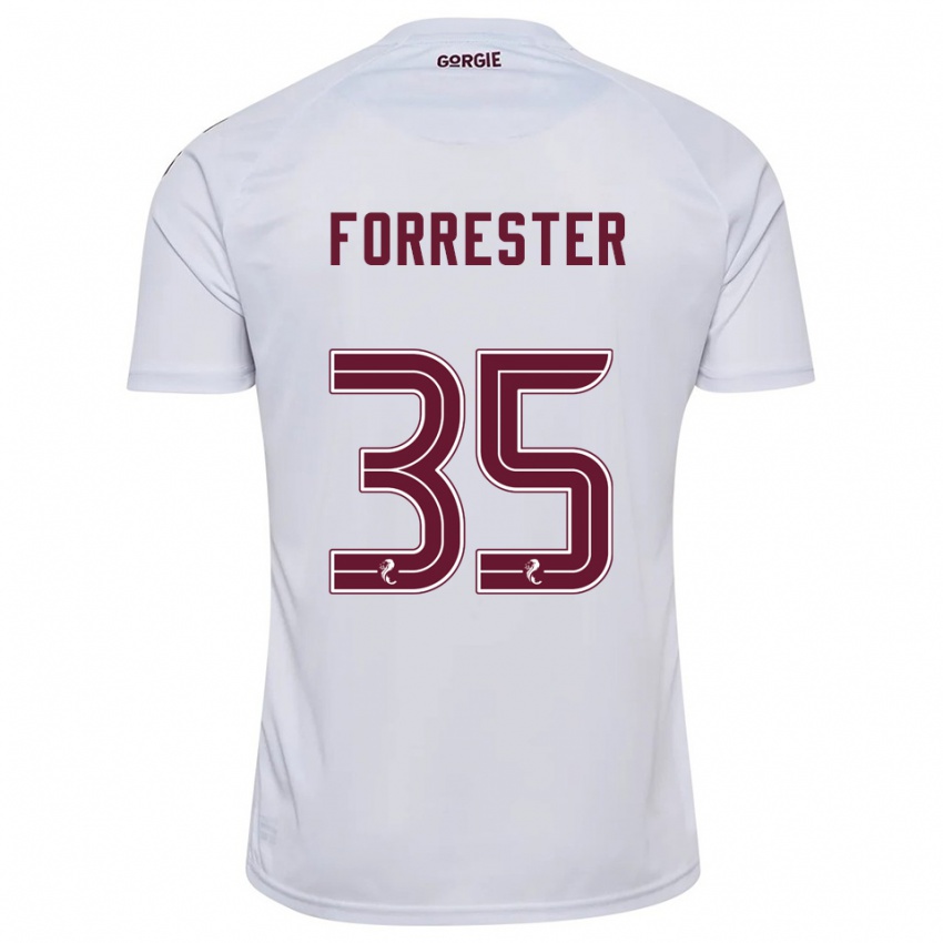 גברים Adam Forrester #35 לבן בורדו הרחק ג'רזי 2025/26 חולצה קצרה