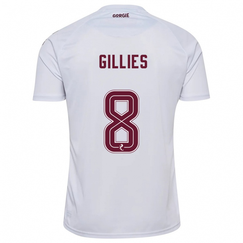 גברים Matthew Gillies #8 לבן בורדו הרחק ג'רזי 2025/26 חולצה קצרה