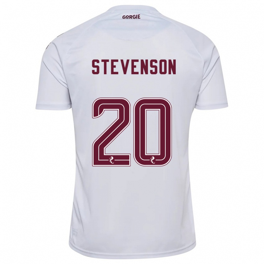 גברים Gus Stevenson #20 לבן בורדו הרחק ג'רזי 2025/26 חולצה קצרה