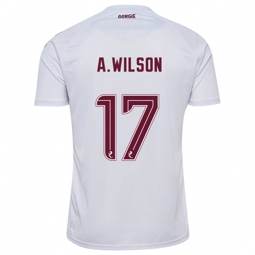 גברים Alfie Wilson #17 לבן בורדו הרחק ג'רזי 2025/26 חולצה קצרה