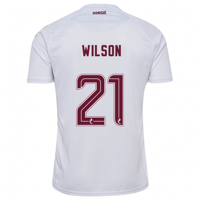 גברים ג'יימס ווילסון #21 לבן בורדו הרחק ג'רזי 2025/26 חולצה קצרה