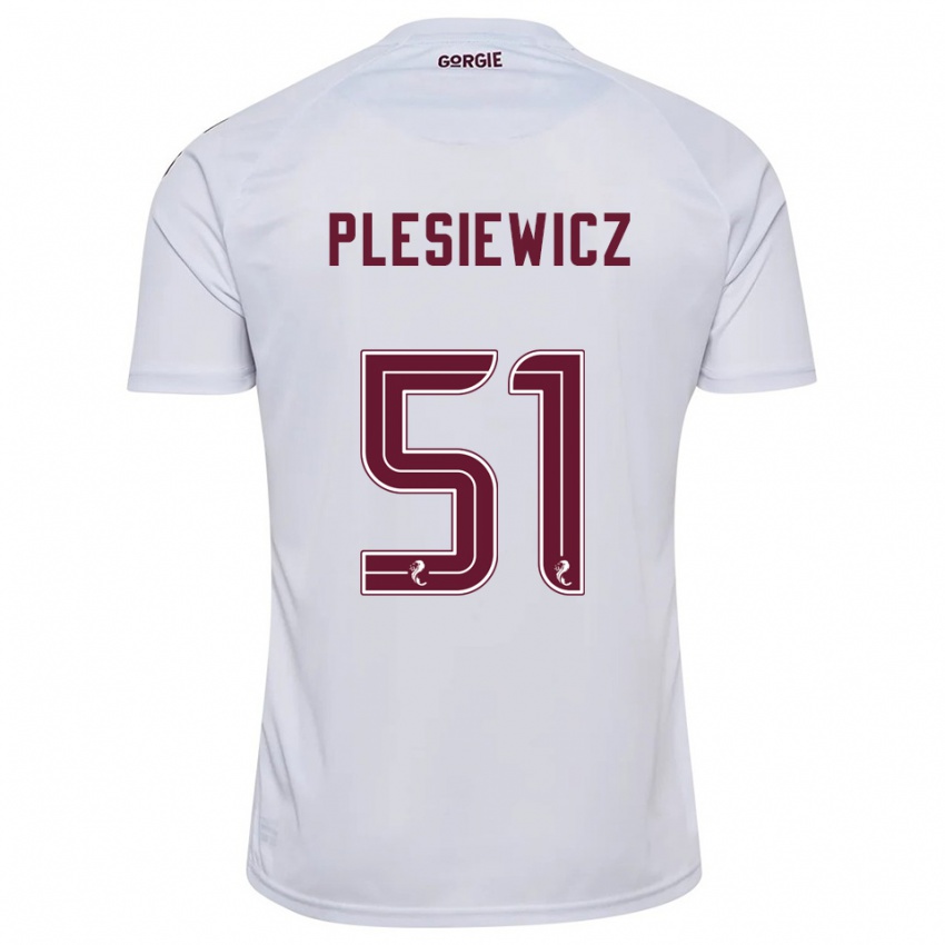 גברים סימון פלסייביץ #51 לבן בורדו הרחק ג'רזי 2025/26 חולצה קצרה
