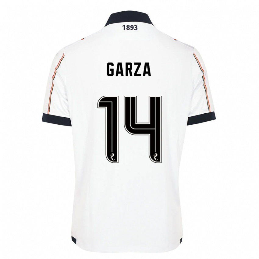 גברים César Garza #14 לבן כחול נייבי אדום הרחק ג'רזי 2025/26 חולצה קצרה