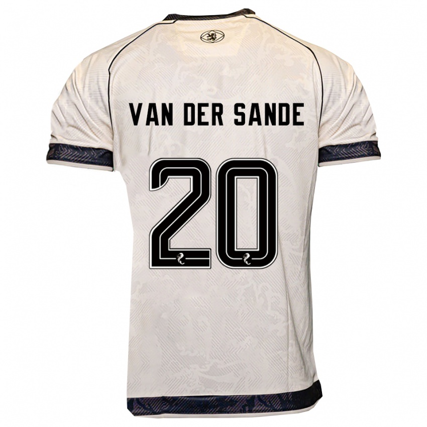 גברים יורט ואן דר סנדה #20 לבן שחור הרחק ג'רזי 2025/26 חולצה קצרה