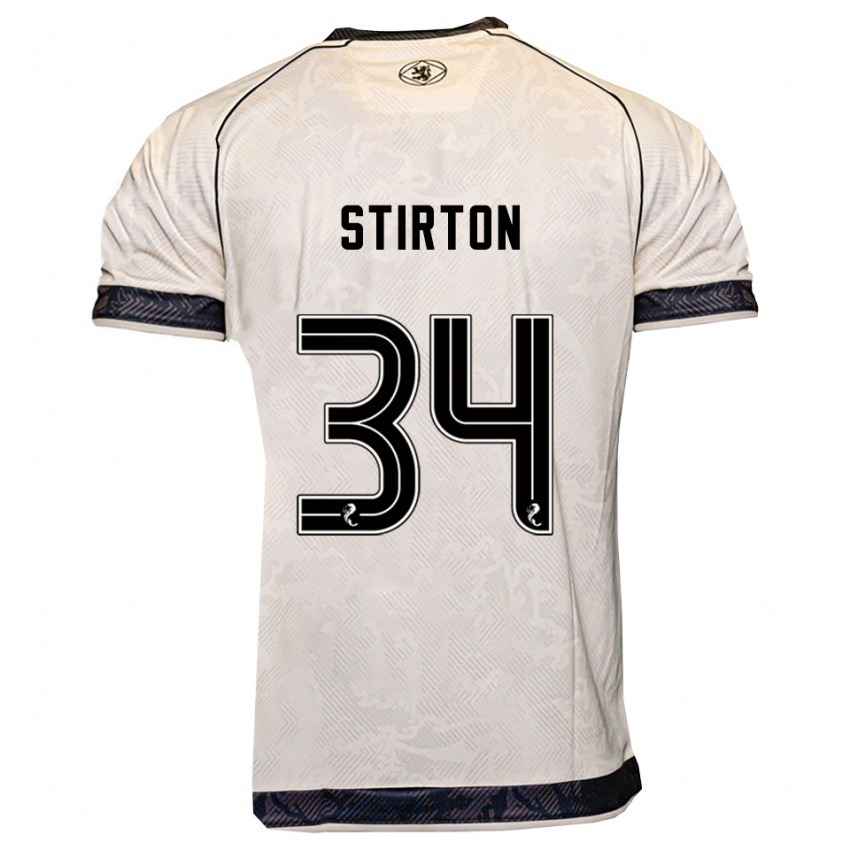גברים אוון סטירטון #34 לבן שחור הרחק ג'רזי 2025/26 חולצה קצרה
