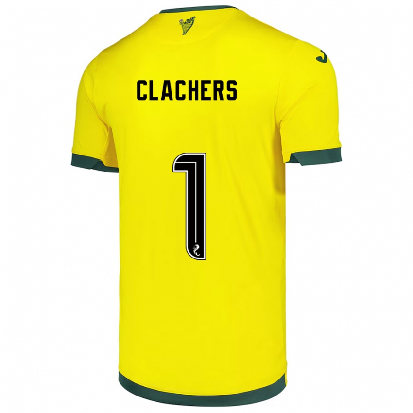 גברים Erin Clachers #1 צהוב ירוק הרחק ג'רזי 2025/26 חולצה קצרה