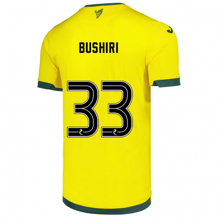 גברים רוקי בושיר #33 צהוב ירוק הרחק ג'רזי 2025/26 חולצה קצרה