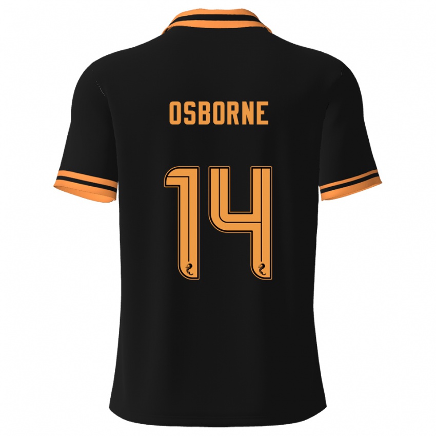 גברים Ellie Osborne #14 שחור צהוב הרחק ג'רזי 2025/26 חולצה קצרה