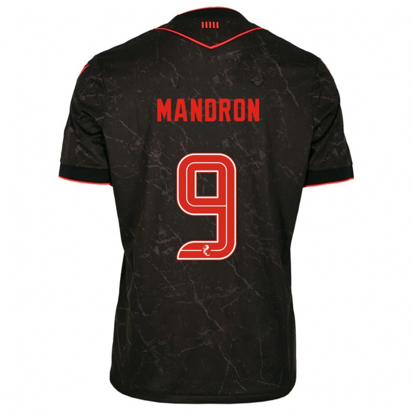 גברים Mikael Mandron #9 שחור אדום הרחק ג'רזי 2025/26 חולצה קצרה