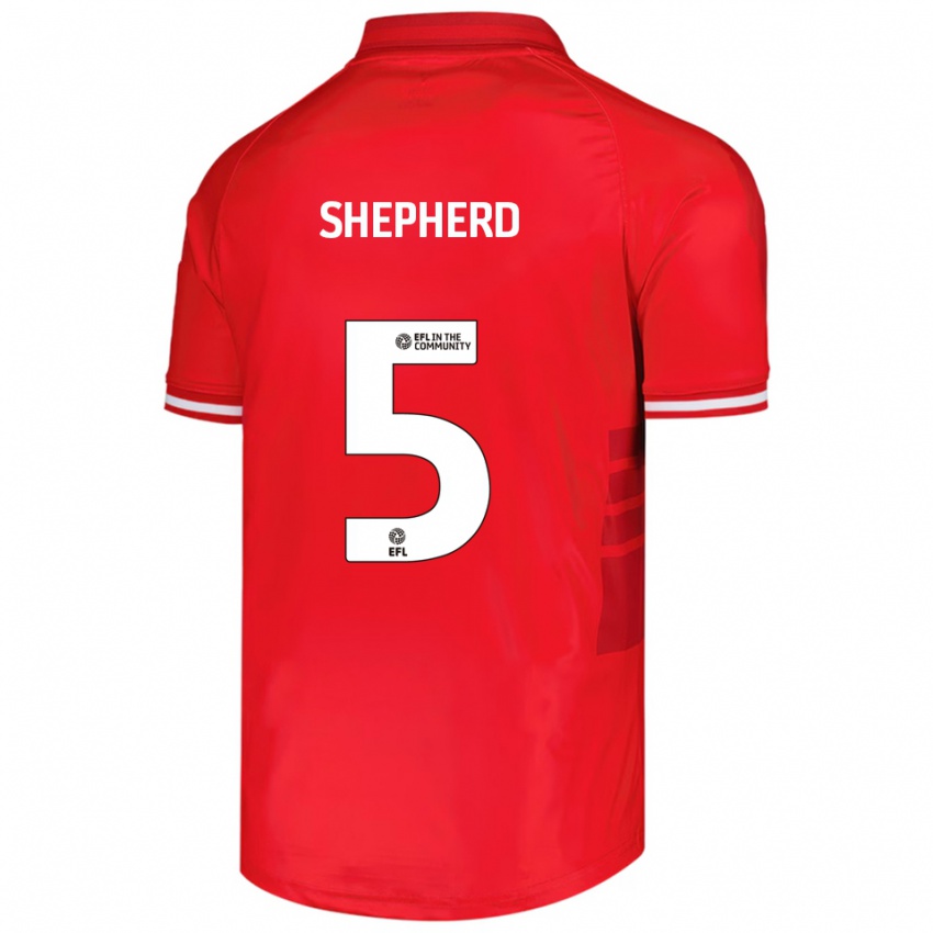 נשים Jack Shepherd #5 אדום לבן ג'רזי ביתית 2025/26 חולצה קצרה