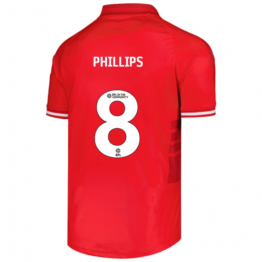 נשים Adam Phillips #8 אדום לבן ג'רזי ביתית 2025/26 חולצה קצרה