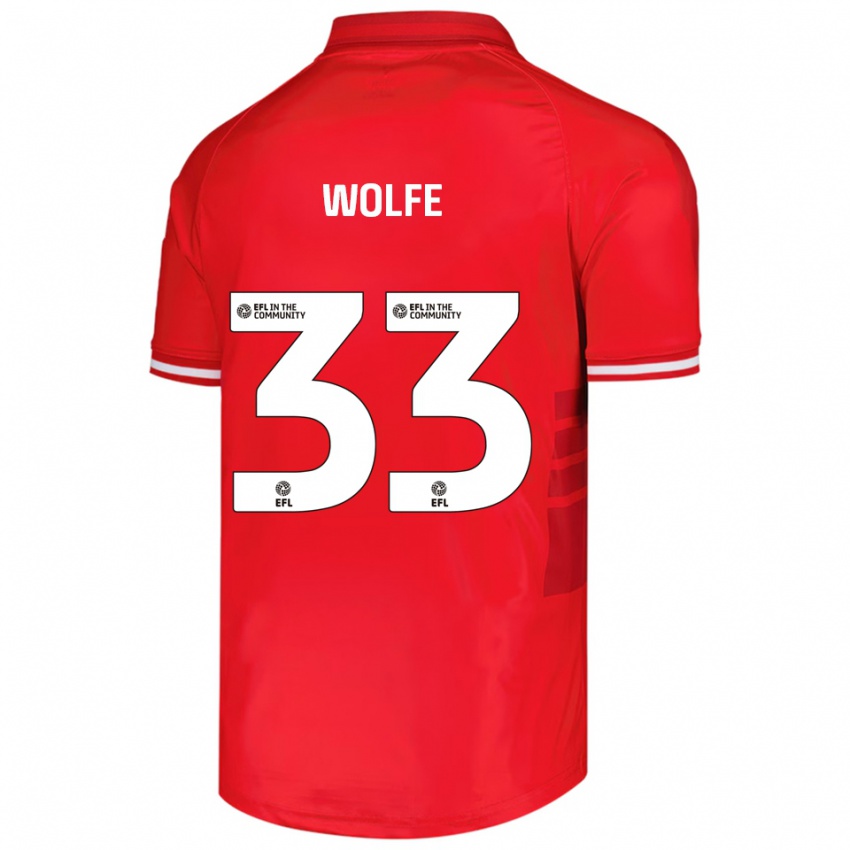 נשים מאטי וולף #33 אדום לבן ג'רזי ביתית 2025/26 חולצה קצרה