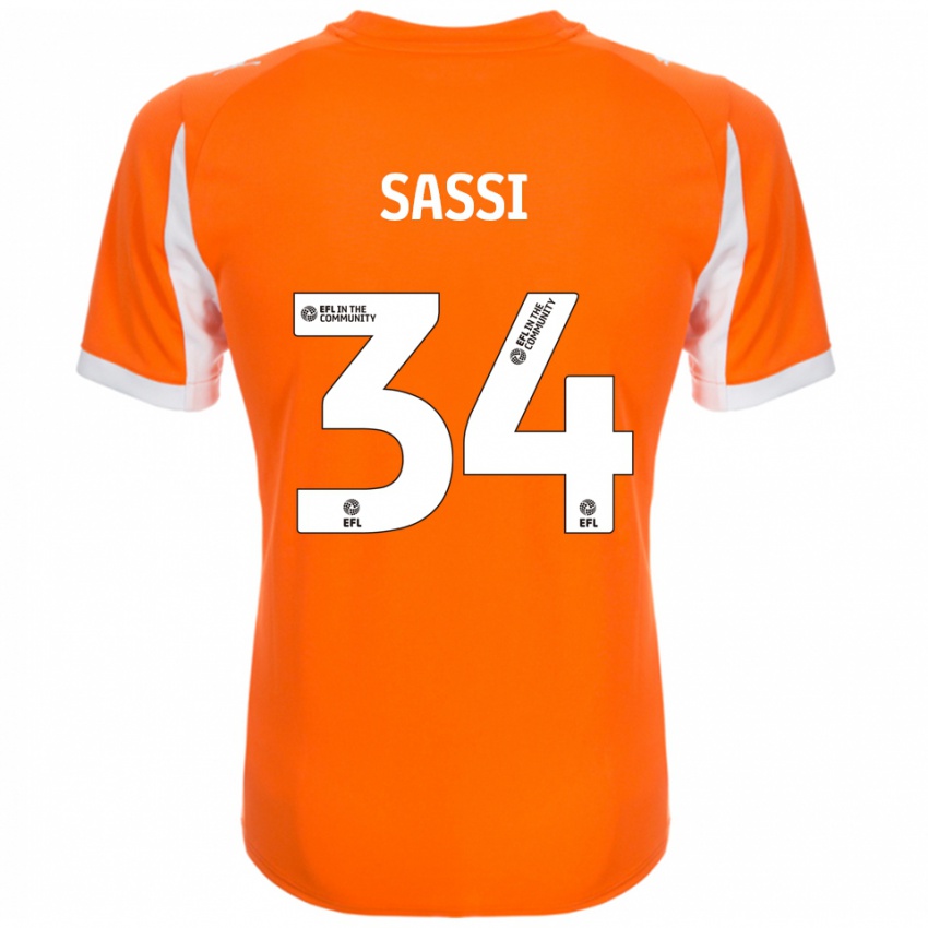 נשים דן סאסי #34 כתום לבן ג'רזי ביתית 2025/26 חולצה קצרה