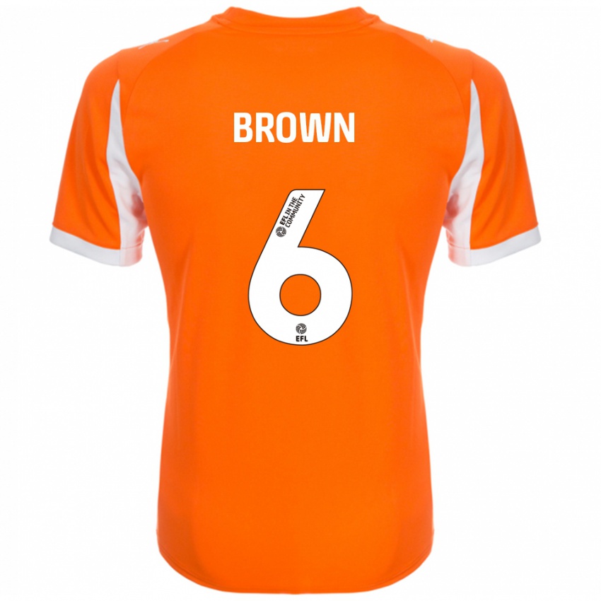 נשים Jordan Brown #6 כתום לבן ג'רזי ביתית 2025/26 חולצה קצרה