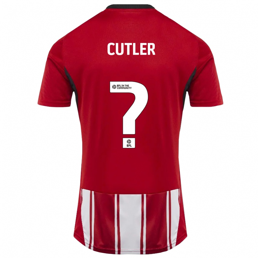 נשים Theo Cutler #0 אדום לבן שחור ג'רזי ביתית 2025/26 חולצה קצרה