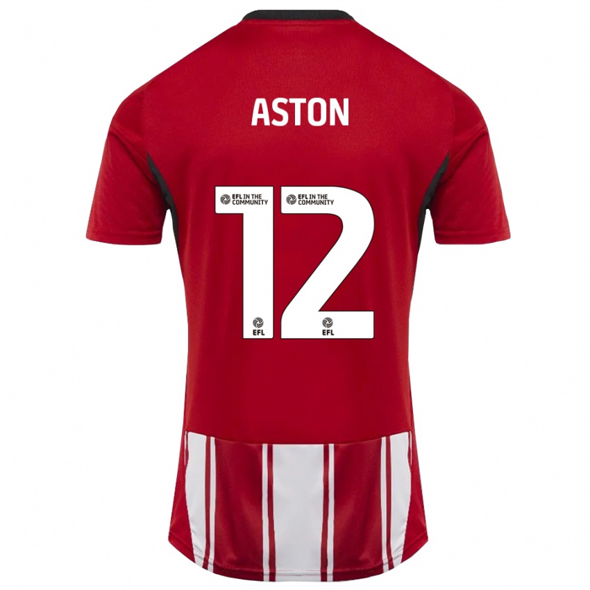 נשים Logan Aston #12 אדום לבן שחור ג'רזי ביתית 2025/26 חולצה קצרה