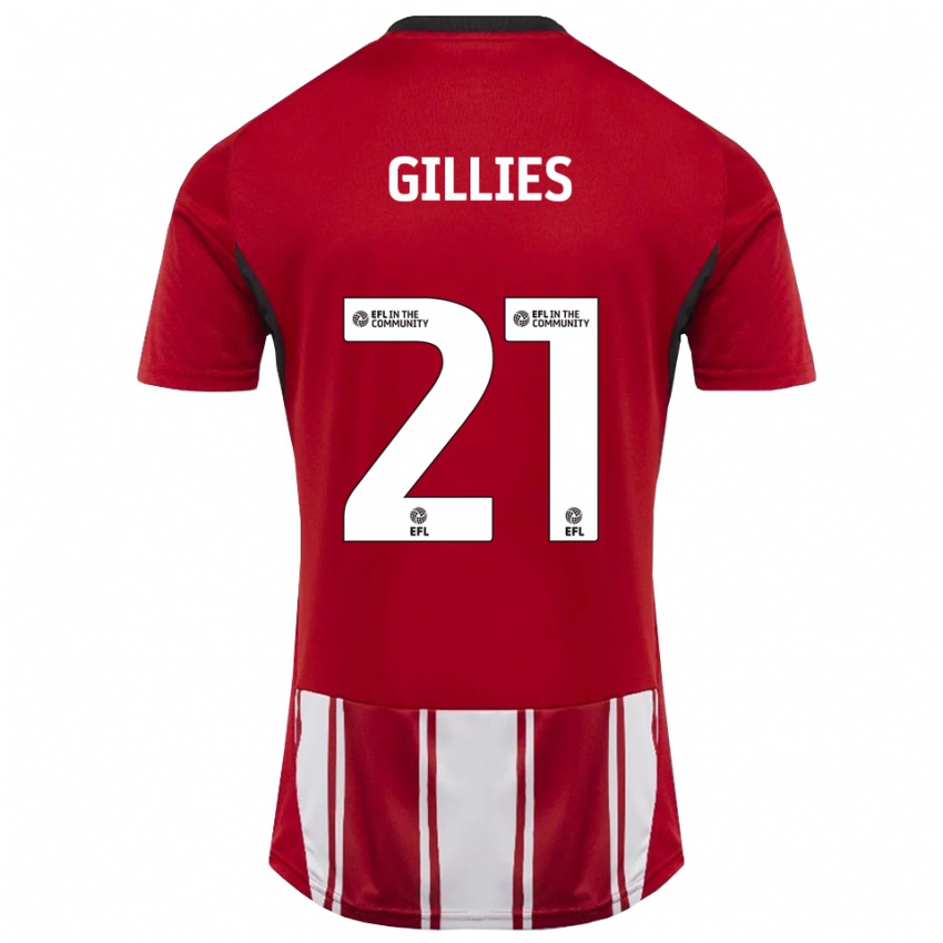 נשים Sophie Gillies #21 אדום לבן שחור ג'רזי ביתית 2025/26 חולצה קצרה