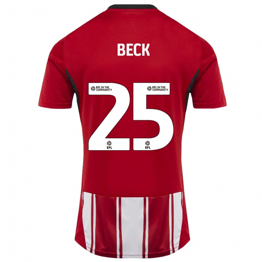 נשים Steph Beck #25 אדום לבן שחור ג'רזי ביתית 2025/26 חולצה קצרה