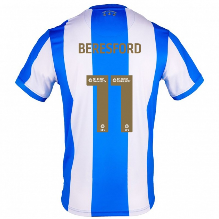 נשים Rebecca Beresford #11 כחול לבן ג'רזי ביתית 2025/26 חולצה קצרה