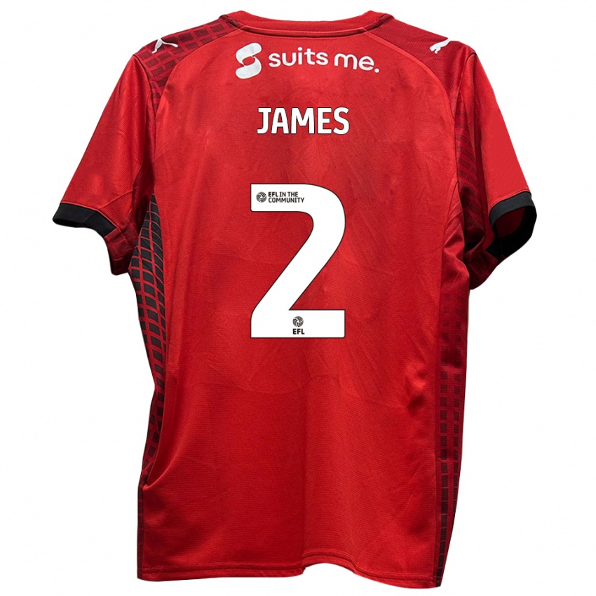 נשים Tom James #2 אדום שחור ג'רזי ביתית 2025/26 חולצה קצרה