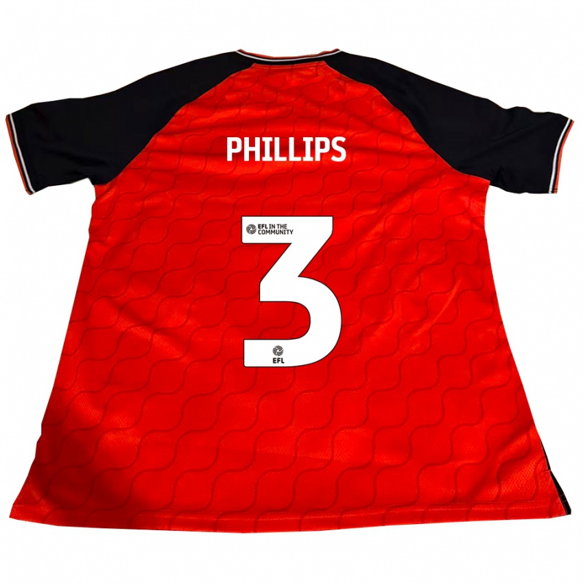נשים ג'וש פיליפס #3 כתום שחור לבן ג'רזי ביתית 2025/26 חולצה קצרה