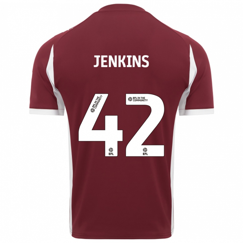 נשים Leo Jenkins #42 בורדו לבן ג'רזי ביתית 2025/26 חולצה קצרה