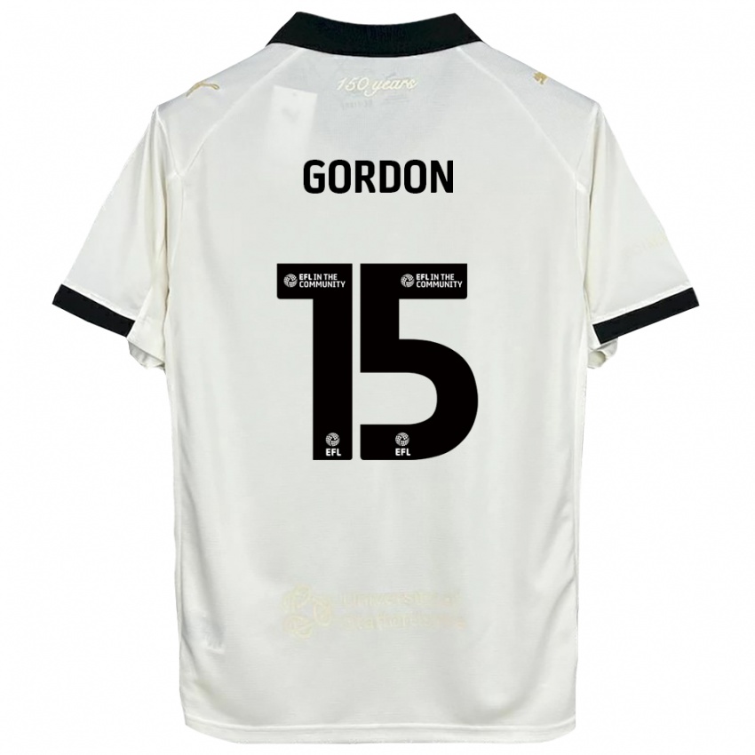 נשים ליאם גורדון #15 לבן פנינה שחור ג'רזי ביתית 2025/26 חולצה קצרה