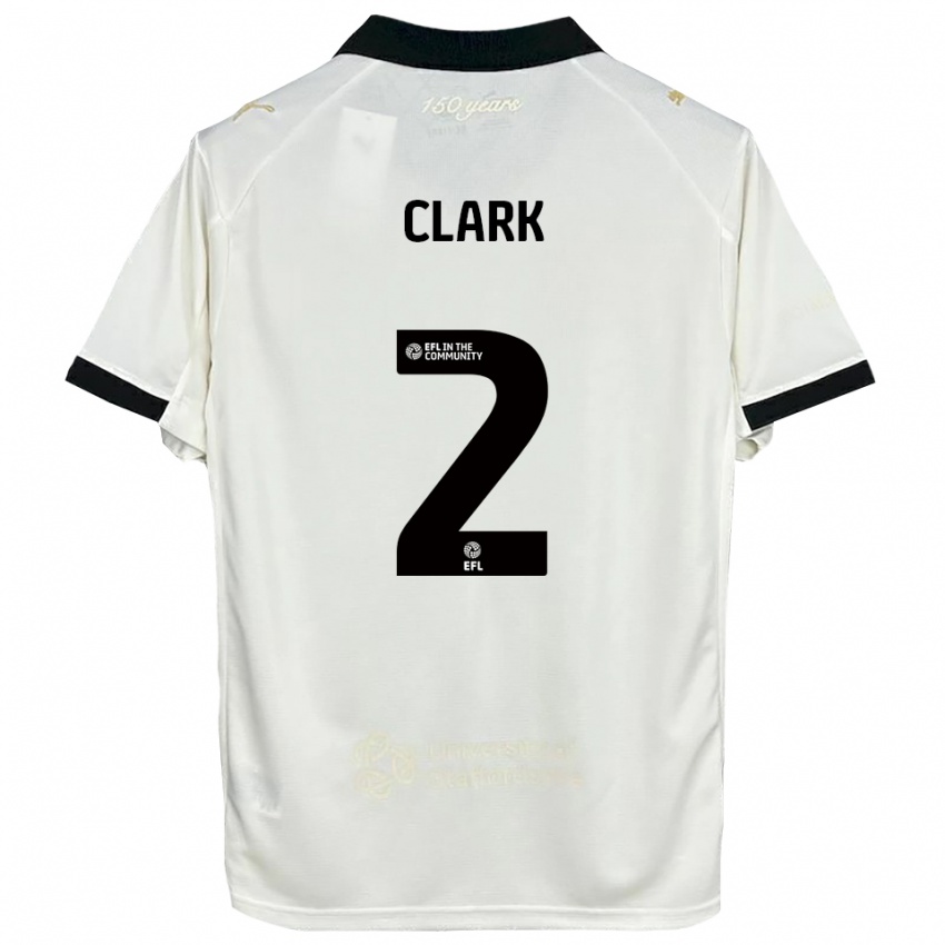 נשים מיץ' קלארק #2 לבן פנינה שחור ג'רזי ביתית 2025/26 חולצה קצרה