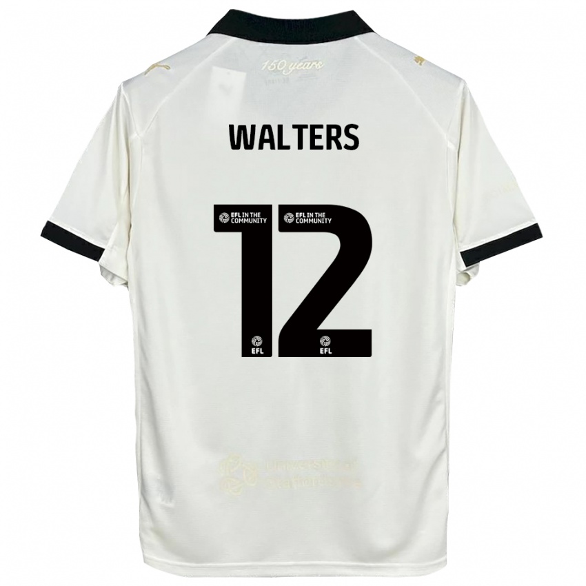 נשים ריס וולטרס #12 לבן פנינה שחור ג'רזי ביתית 2025/26 חולצה קצרה