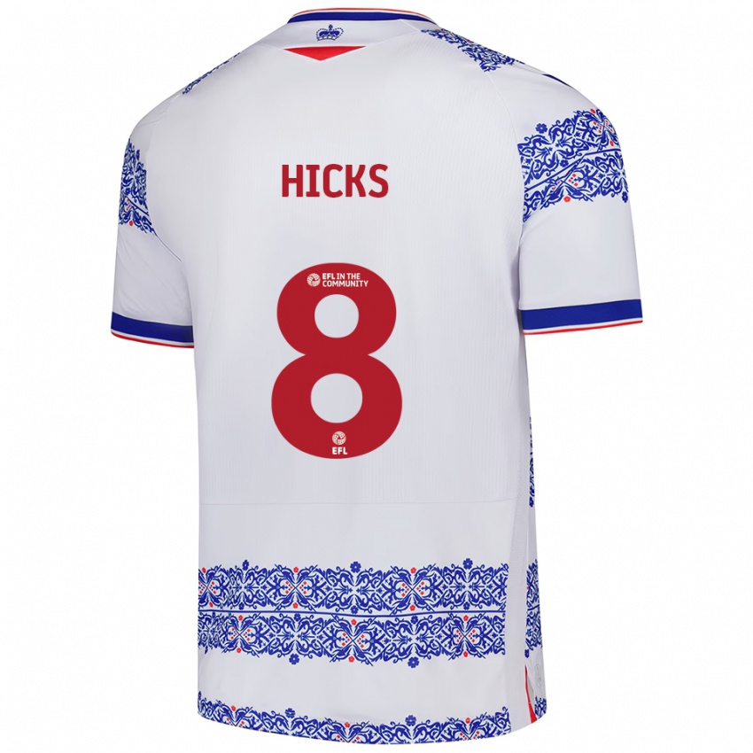 נשים David Hicks #8 לבן כחול ג'רזי ביתית 2025/26 חולצה קצרה