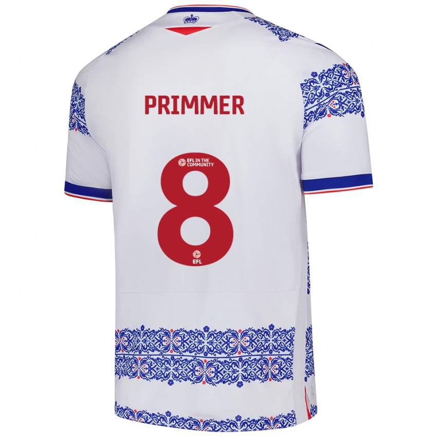 נשים טיה פרימר #8 לבן כחול ג'רזי ביתית 2025/26 חולצה קצרה