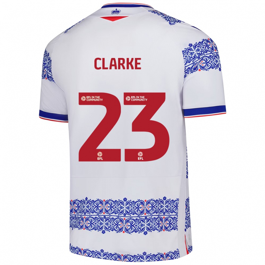 נשים John Clarke #23 לבן כחול ג'רזי ביתית 2025/26 חולצה קצרה