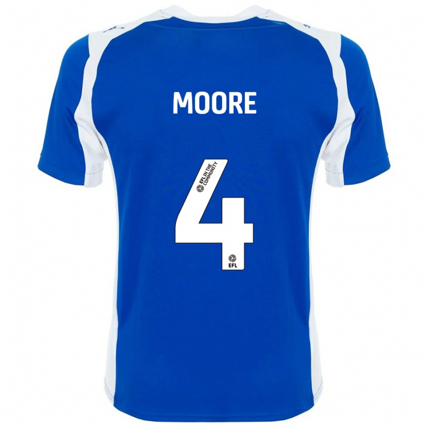 נשים Abbie Moore #4 כחול לבן ג'רזי ביתית 2025/26 חולצה קצרה