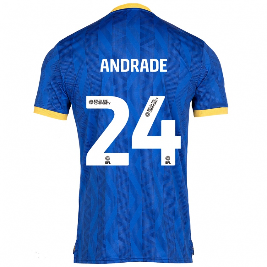 נשים Eduarda Andrade #24 כחול נייבי צהוב ג'רזי ביתית 2025/26 חולצה קצרה