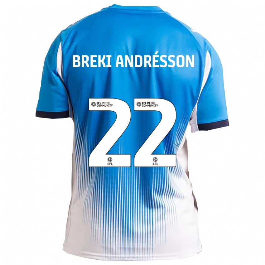 נשים Benoný Breki Andrésson #22 כחול לבן ג'רזי ביתית 2025/26 חולצה קצרה
