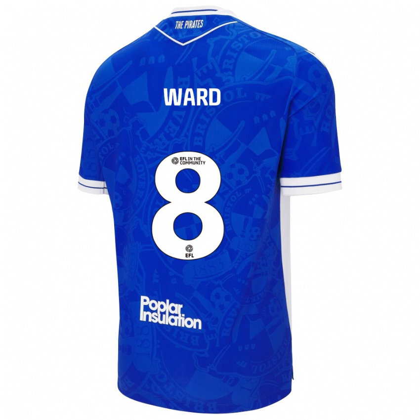נשים Grant Ward #8 כחול לבן ג'רזי ביתית 2025/26 חולצה קצרה