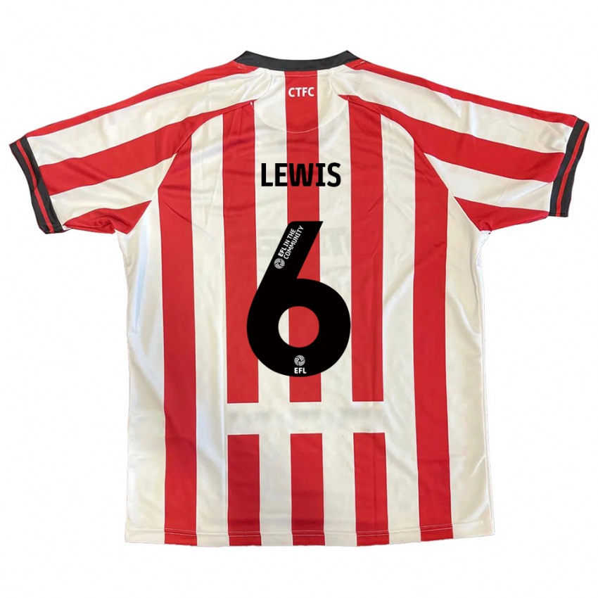 נשים Megan Lewis #6 אדום לבן שחור ג'רזי ביתית 2025/26 חולצה קצרה