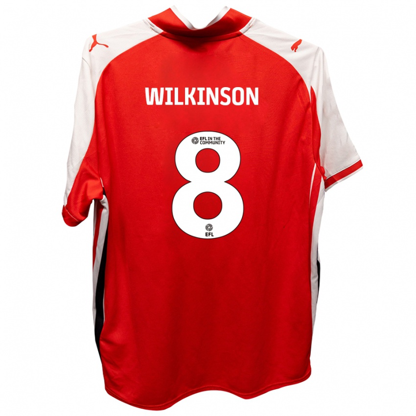 נשים ריילי וילקינסון #8 אדום לבן ג'רזי ביתית 2025/26 חולצה קצרה