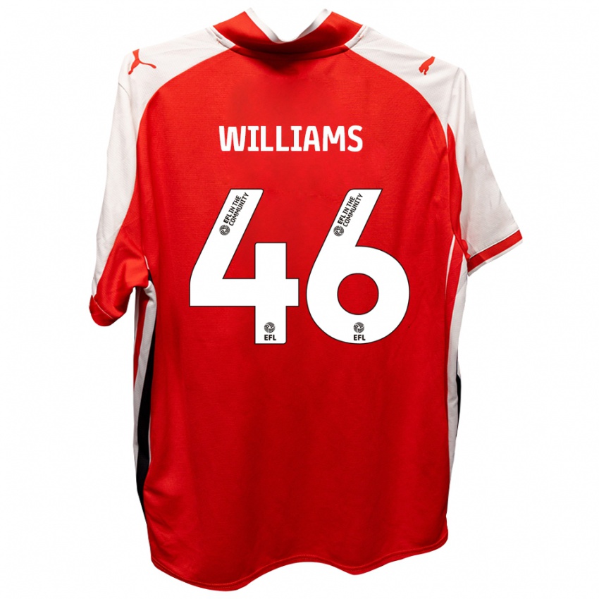 נשים Theo Williams #46 אדום לבן ג'רזי ביתית 2025/26 חולצה קצרה