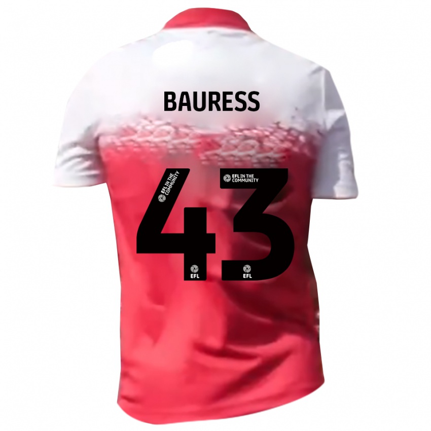 נשים Joe Bauress #43 אדום לבן ג'רזי ביתית 2025/26 חולצה קצרה