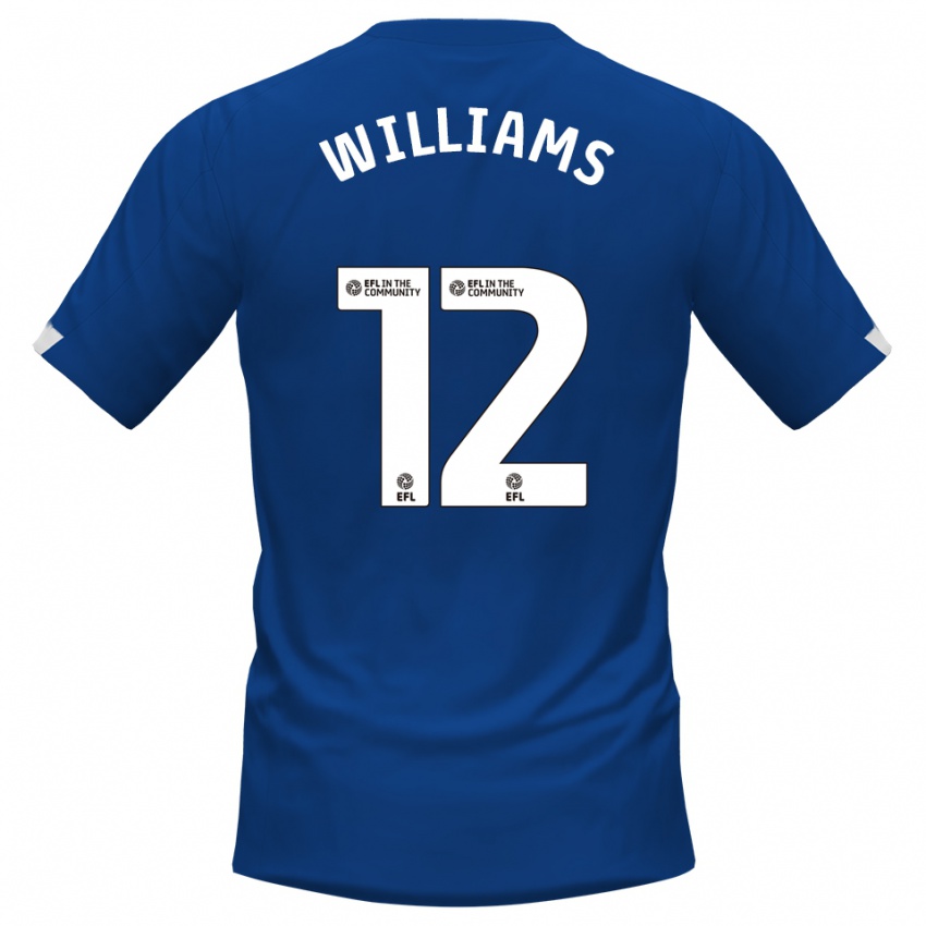 נשים Tyrone Williams #12 כחול לבן ג'רזי ביתית 2025/26 חולצה קצרה