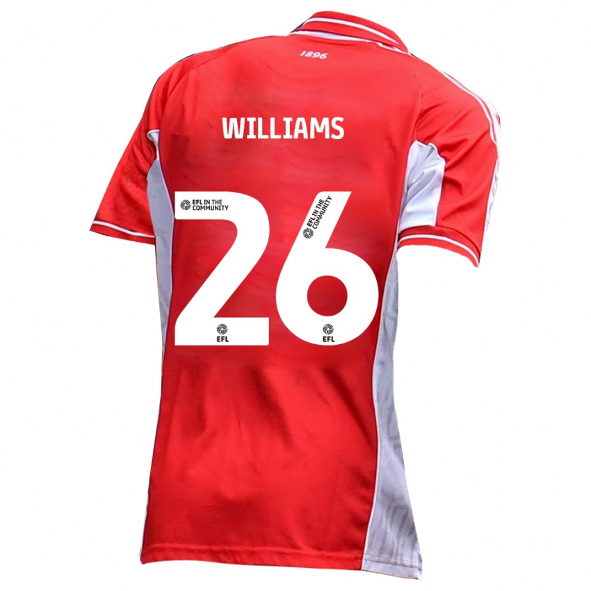 נשים Jay Williams #26 אדום לבן ג'רזי ביתית 2025/26 חולצה קצרה